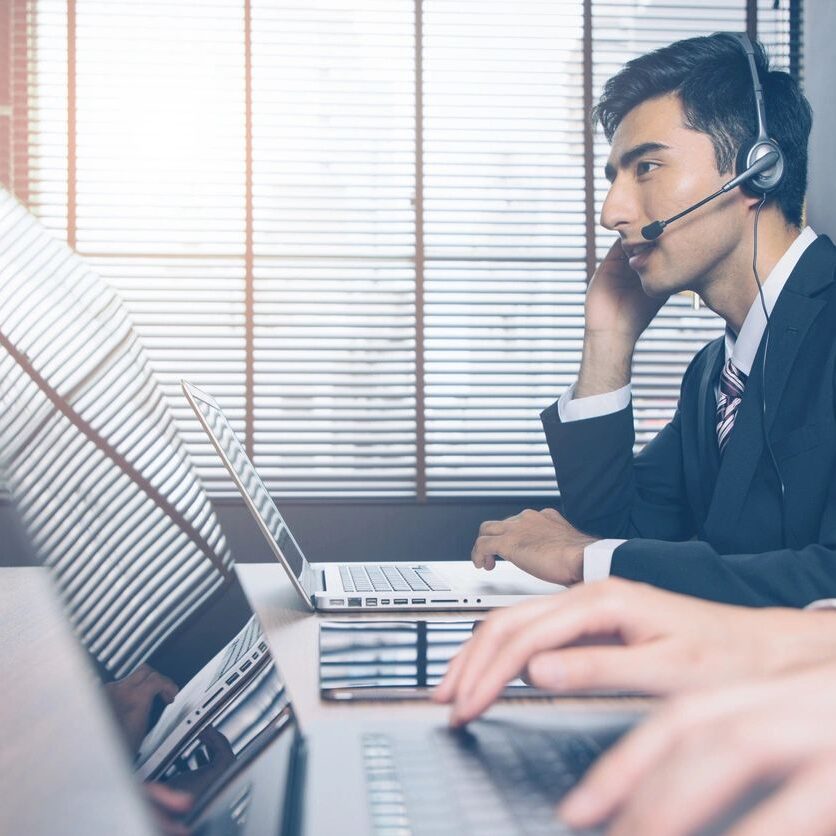 Call Center Worker Attending a Call