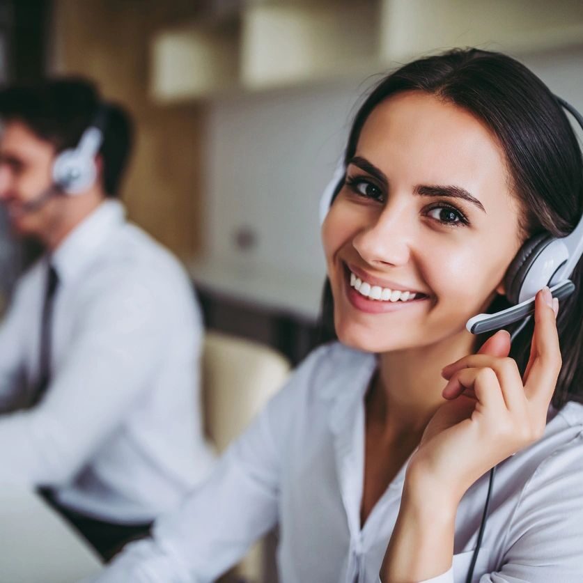 Call Center Workers in Headphones